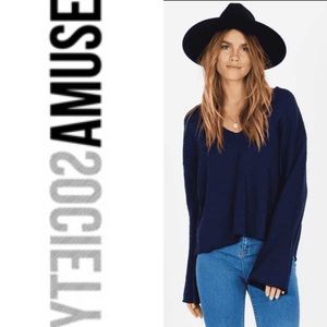 AMUSE Society After Sundown Navy Cropped Sweater